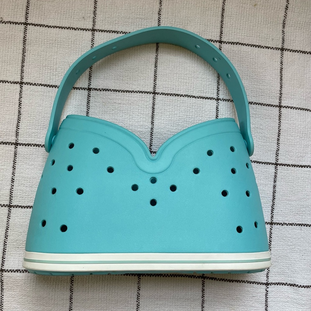 CROCS Blue and White Tote Bag with Perforated Design
